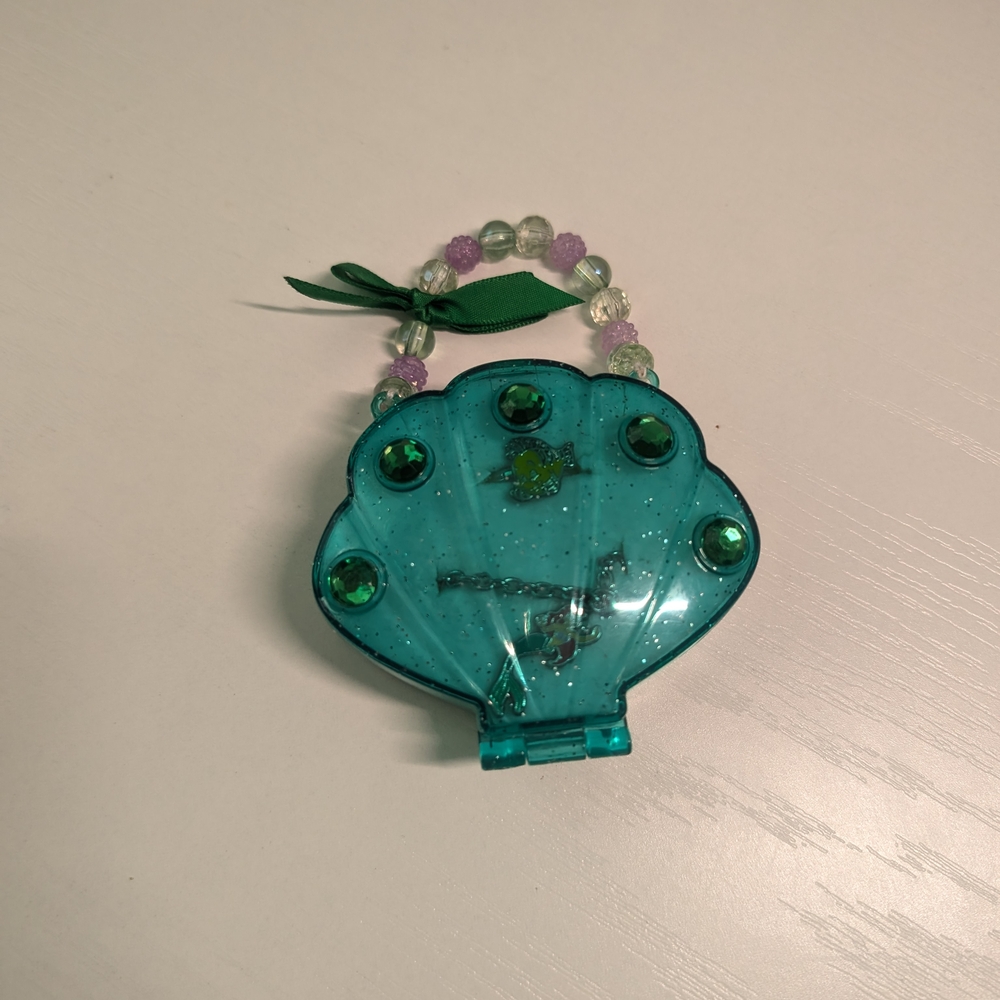Turquoise Disney Ariel Shell Jewelry Box with Beaded Handle